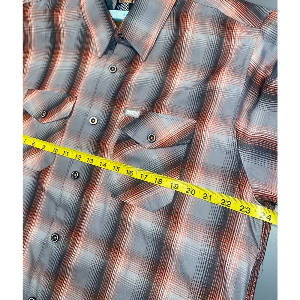 Dixxon Flannel Co Shirt Mens XLarge Gray Dragstrip ShortSleeve Button Down Plaid - Picture 8 of 8